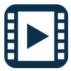 blue play icon in a filmstrip