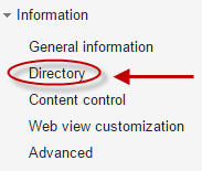 Google Groups Group Informations screen with Directory button highlighted