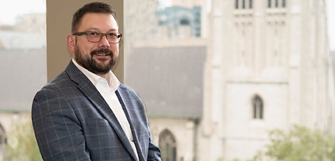 Portrait of Bo Vykhovanyuk, UTech's Chief Information Security Officer