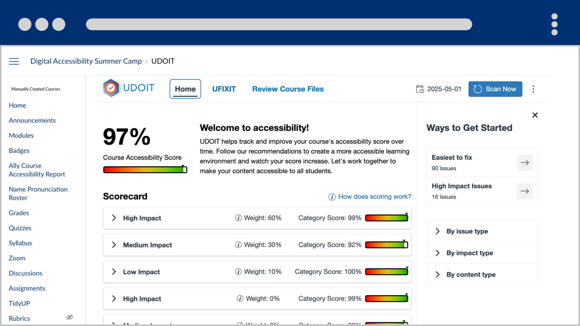 Screenshot of UDOIT. 
