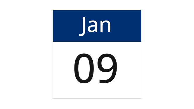 January 9 calendar icon.