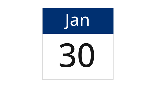 January 30 calendar icon. 
