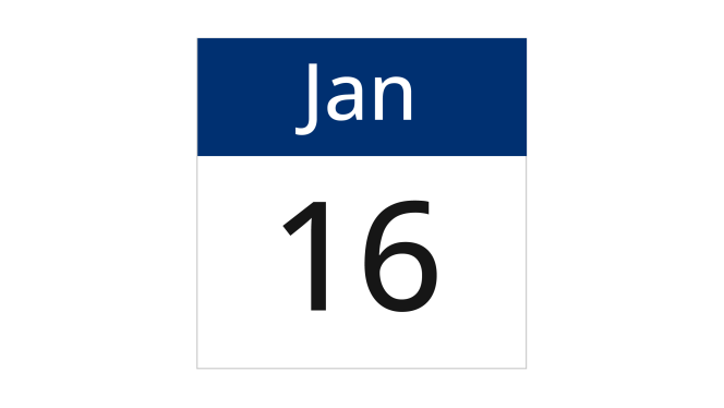 January 16 calendar icon. 