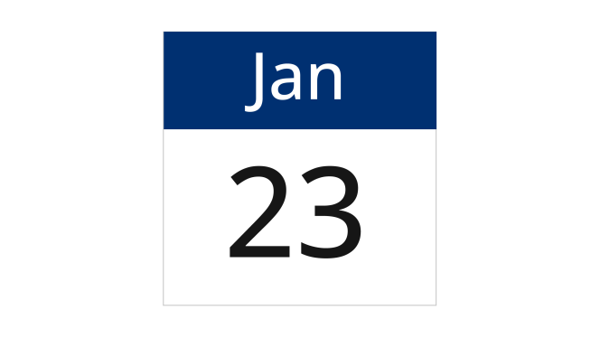 January 23 calendar icon. 
