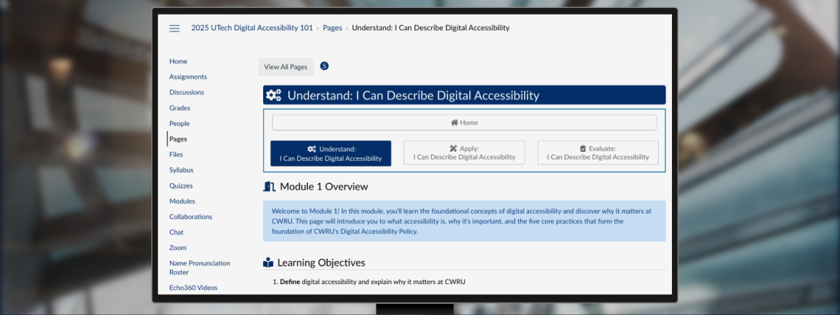 A screenshot of the UTech Digital Accessibility Self-Paced Canvas course. 