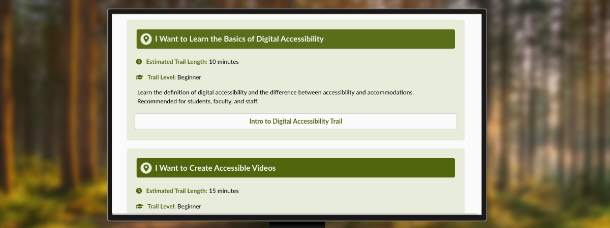 Summer camp pick your trail page option showing an example of the summer camp experience.