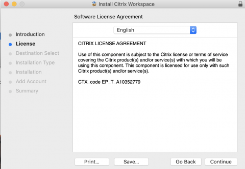 Citrix Workspace Mac License Screen
