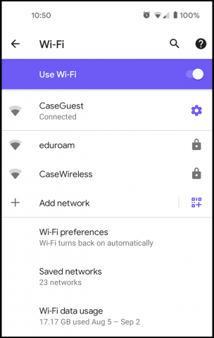 Select CaseWireless from Android settings