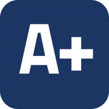 "A+" icon on a blue background