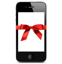 smart phone with a red ribbon bow around it