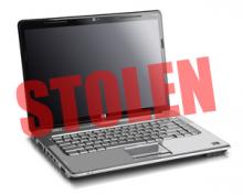 laptop with the word "Stolen" superimposed 