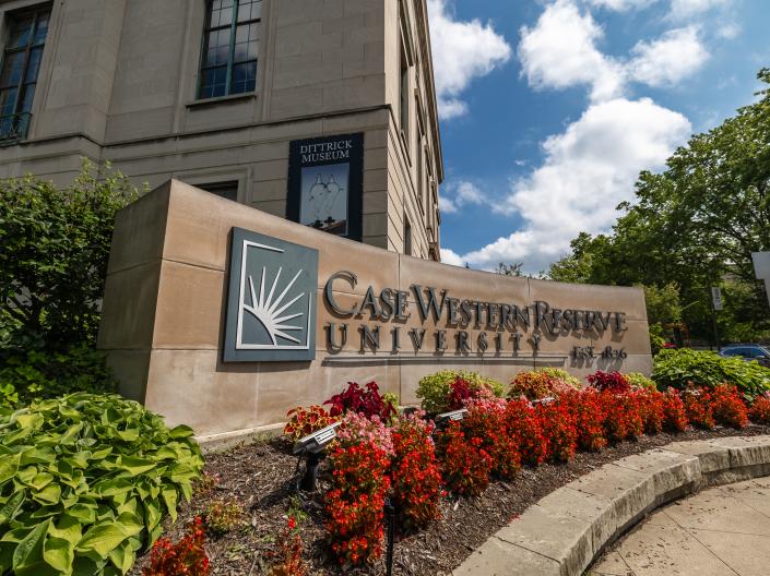 CWRU signage at Euclid Ave. and Adelbert Rd.