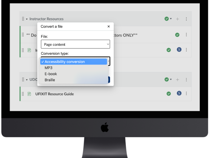 Screenshot of SensusAccess in Canvas.