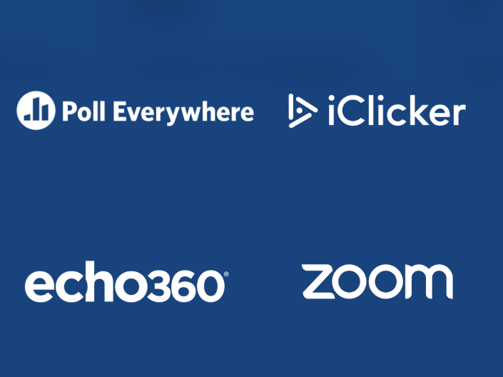 Poll Everywhere, iClicker, Echo360, and Zoom logos.