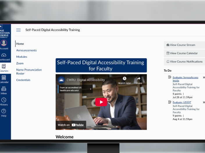 A screenshot of the digital accessibility faculty self-paced course. 