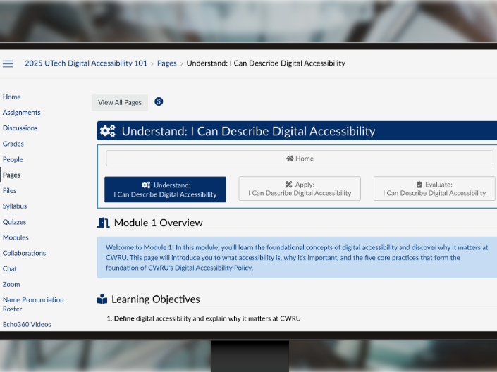 Screenshot of the UTech self-paced course. 