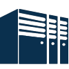 storage icon of servers in blue