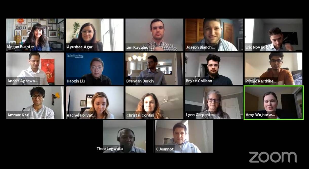 Screenshot of participants and judges on a Zoom call for the 2021 Competition