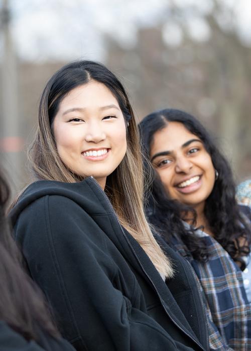 Students hanging out together on campus