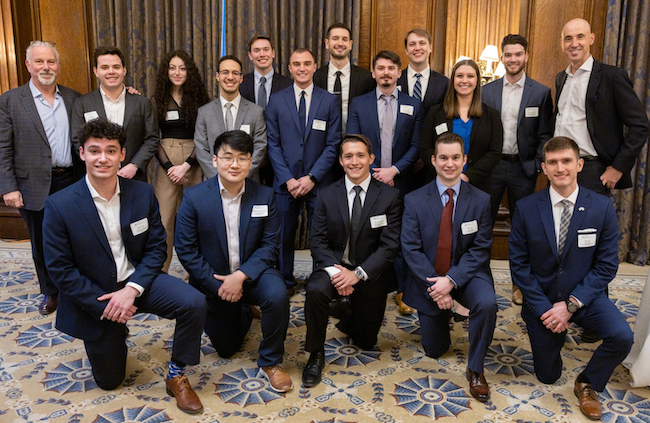 ACG Cup Competition teams stand with Professor Scott Fine and Dean Andrew Medvedev
