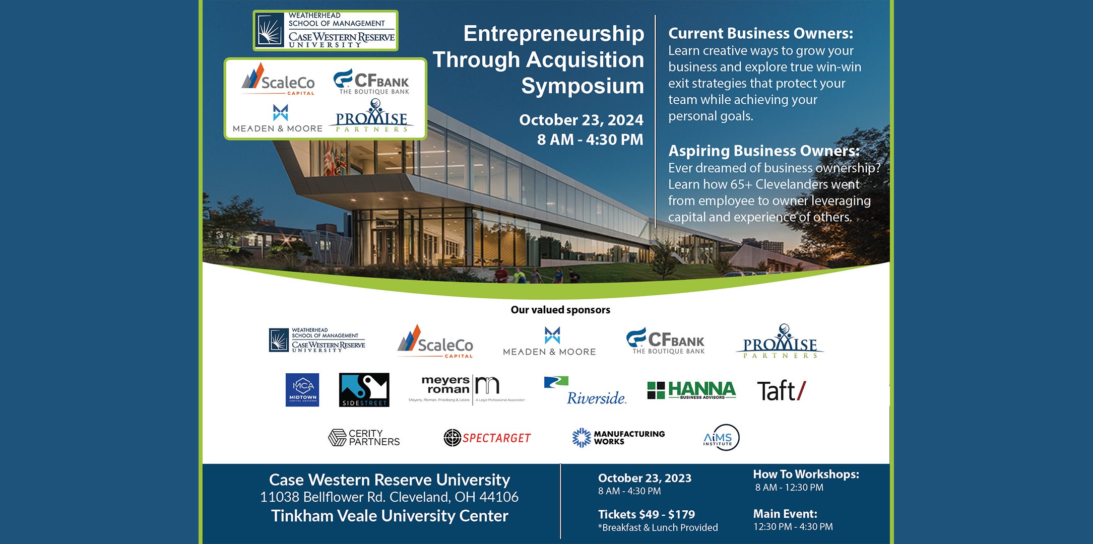 Banner promoting 2024 Entrepreneurship Through Acquisition Symposium