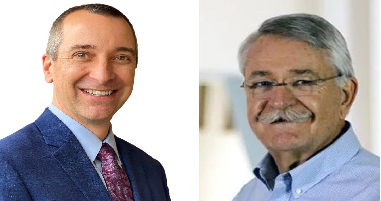 Headshot images of Greg Rentsch (left) and Professor Ron Fry (right)