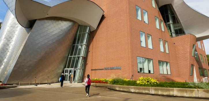 The front entrance of PBL after a rainy day