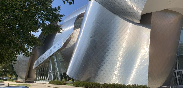 Exterior of the Peter B. Lewis Building on a sunny day