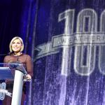 Sara Shookman speaks at the Weatherhead 100 Awards ceremony