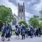 Outdoor church processional for college graduation
