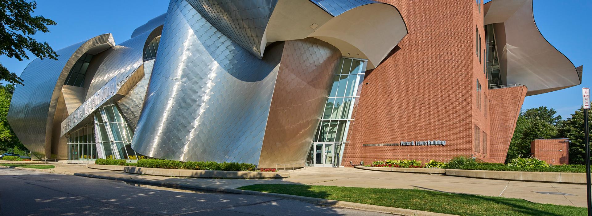 Exterior of the Peter B. Lewis building at the Weatherhead School of Management
