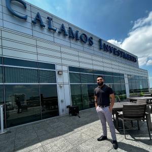 Bhargav Bhalodi stands in front of Calamos Investments