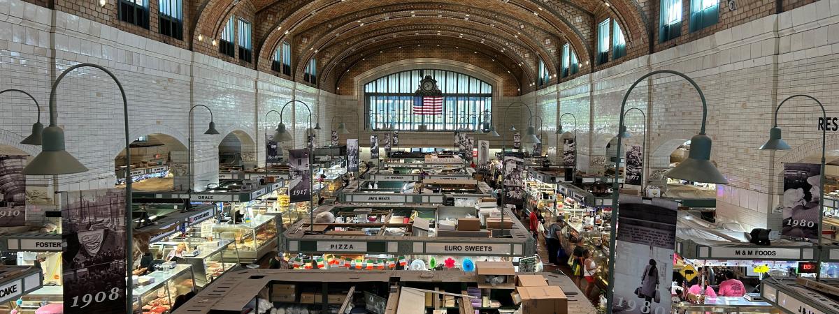 Interior aerial view of the market