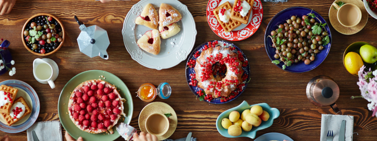 An array of festive looking desserts and appetizers