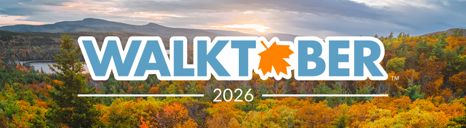 Walktober logo and "2026" in front of a scenic fall landscape
