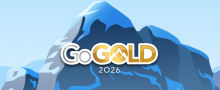 Go Gold logo in front of a blue hued cartoon mountain scape