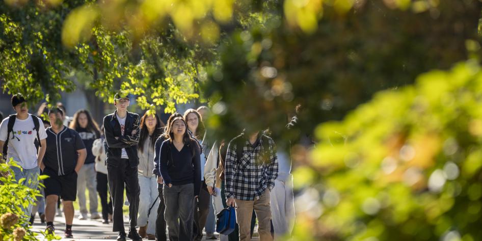 Students walking on campus