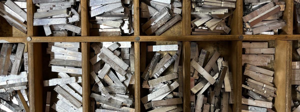 Case containing moveable type